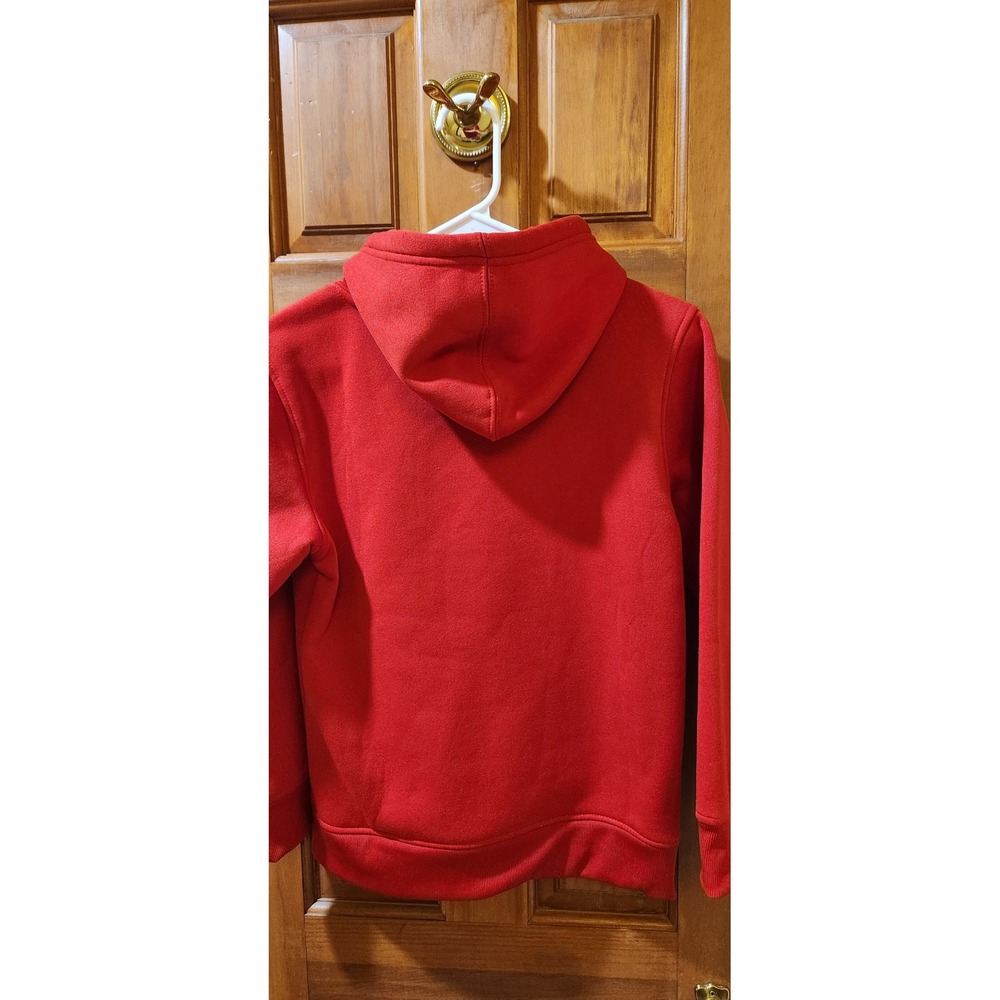NBA Worldwide Kids Red Fleece Graphic Hoodie Sweatshirt Size M 10-12 Logo Pocket - Picture 7 of 7